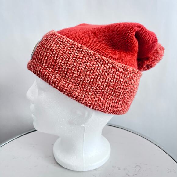 CARHARTT WOMENS LOOKOUT HAT BEANIE POM POM TWO TONE ORANGE ONE SIZE - Picture 3 of 9